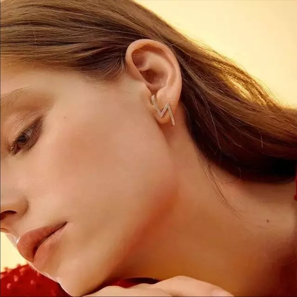 • Leona • Lightning Bolt Stud Earrings - Picture 2 of 3